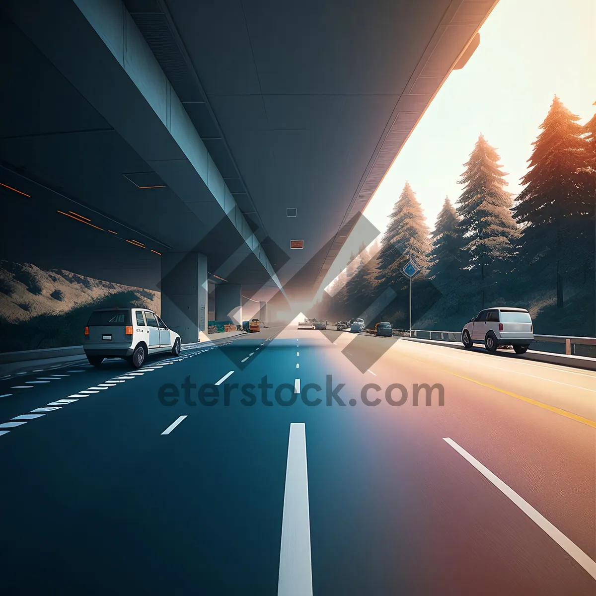 Picture of Speeding Through Asphalt: A Fast-moving Highway Drive