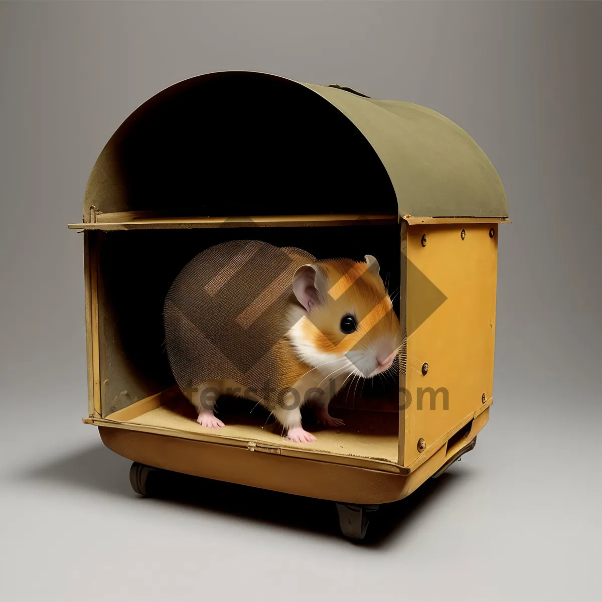 Picture of Fluffy Hamster Peeking from Birdhouse