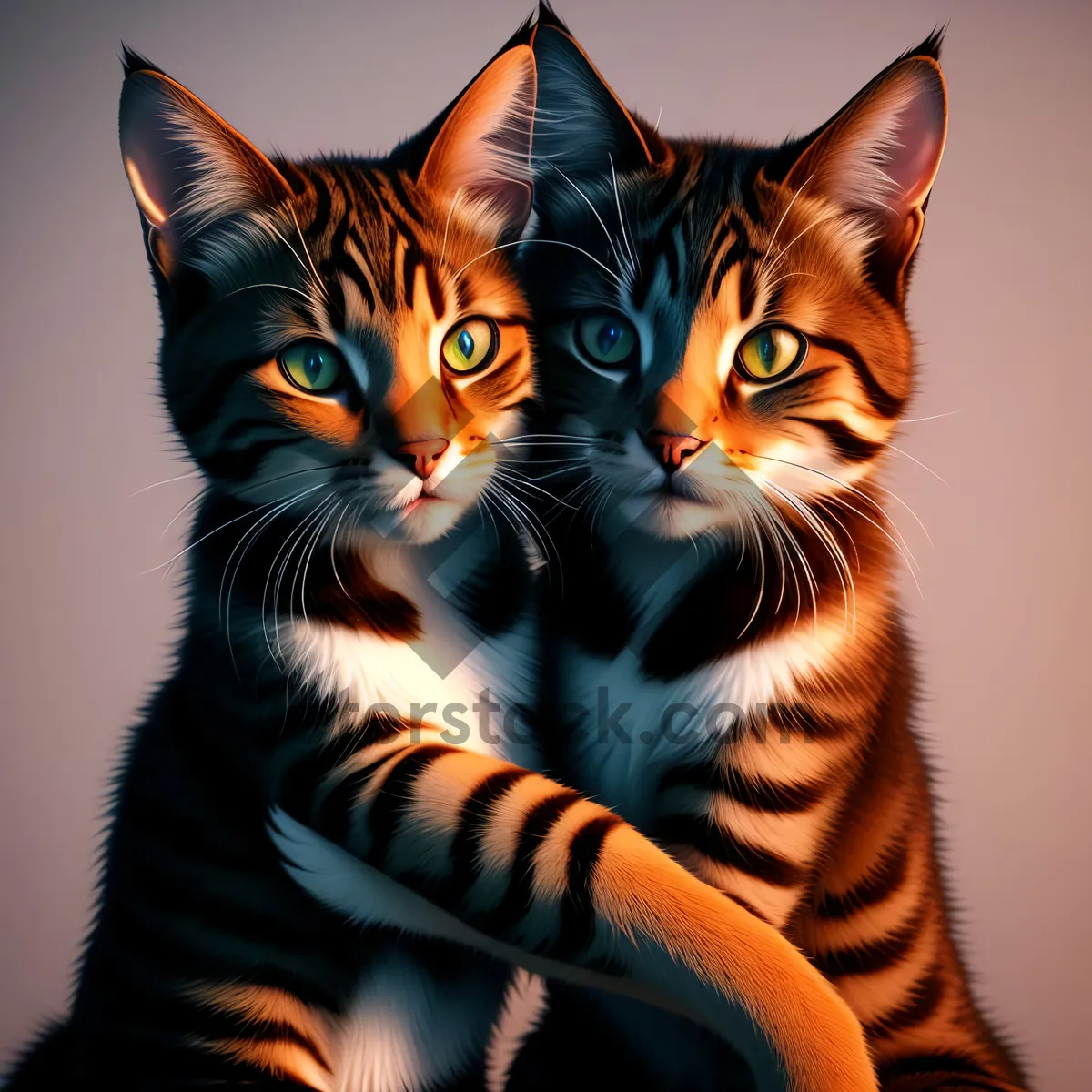 Picture of Cute Tabby Kitty with Whiskers and Adorable Eyes