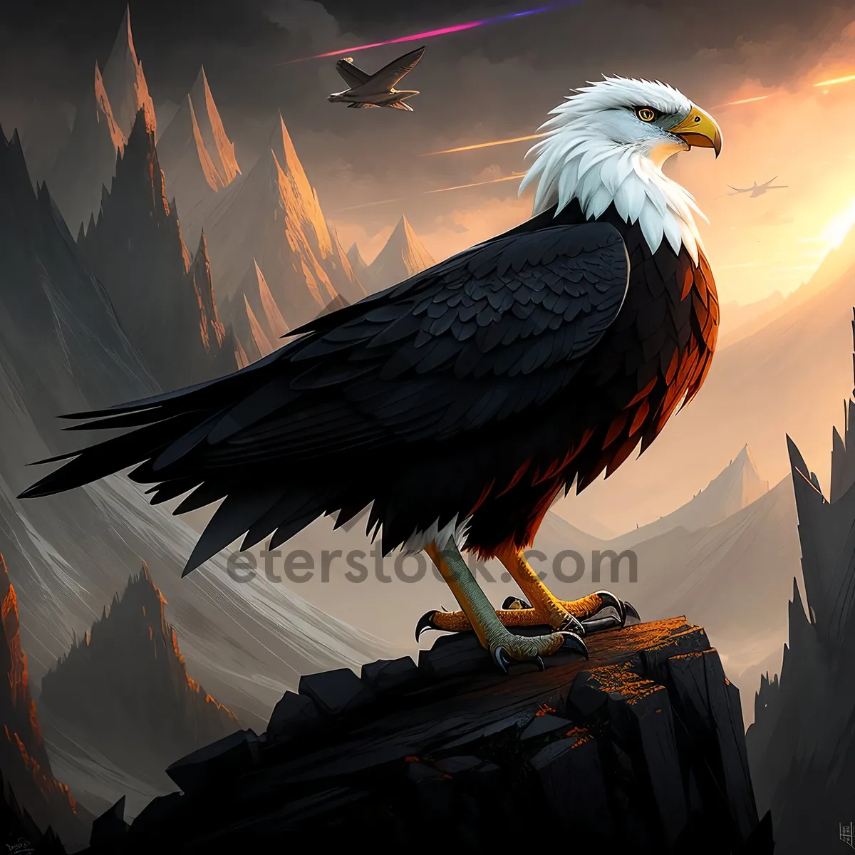 Picture of Wild Hunter: Majestic Bald Eagle Soaring with Intense Gaze