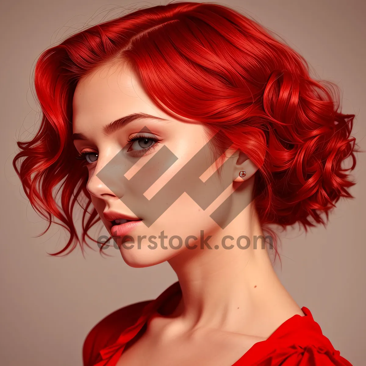 Picture of Sensual brunette model with stylish hairpiece