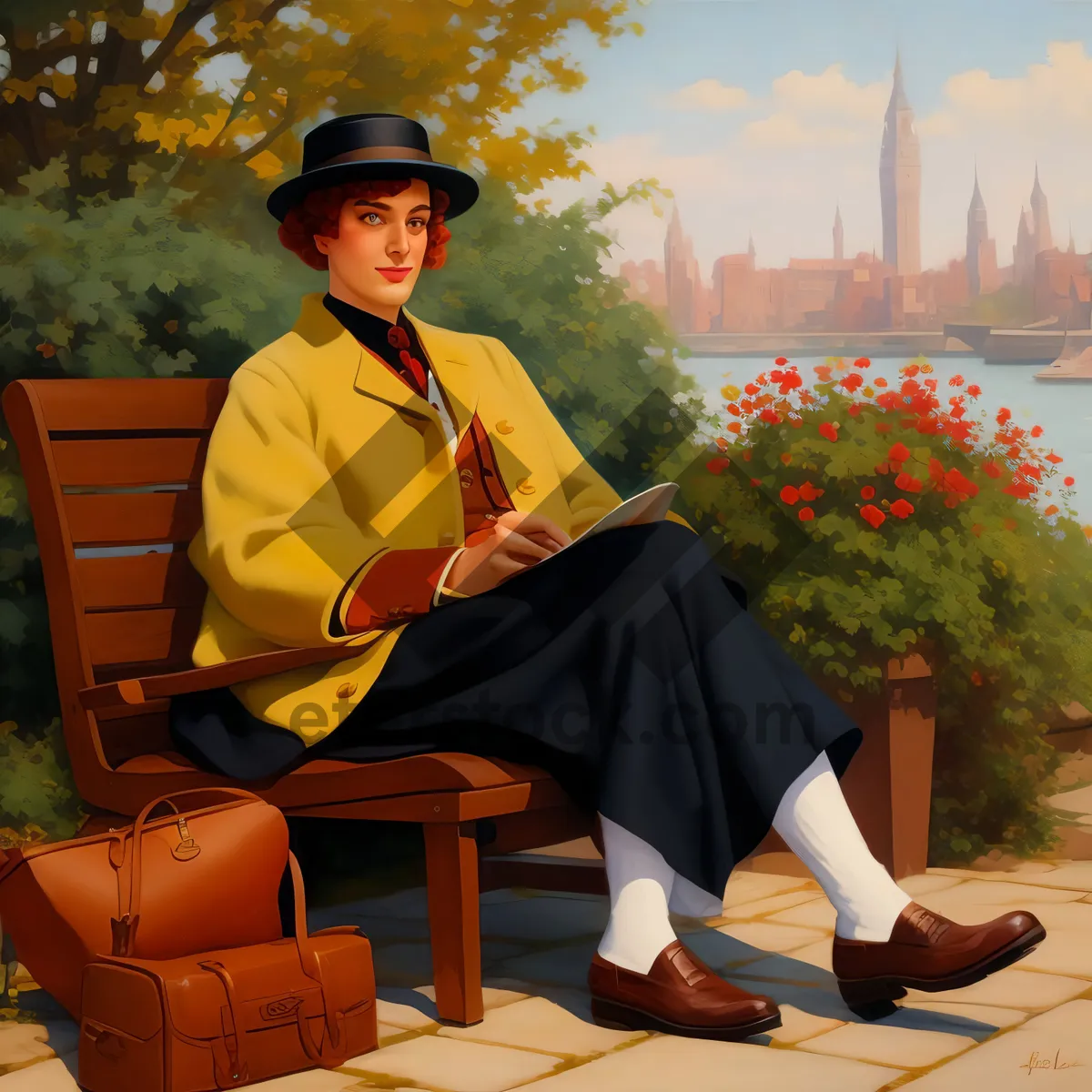 Picture of Happy Businessman Working with Laptop in Office