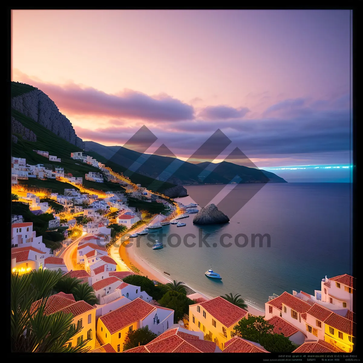 Picture of Serene Beach Sunset with Electronic Device Display
