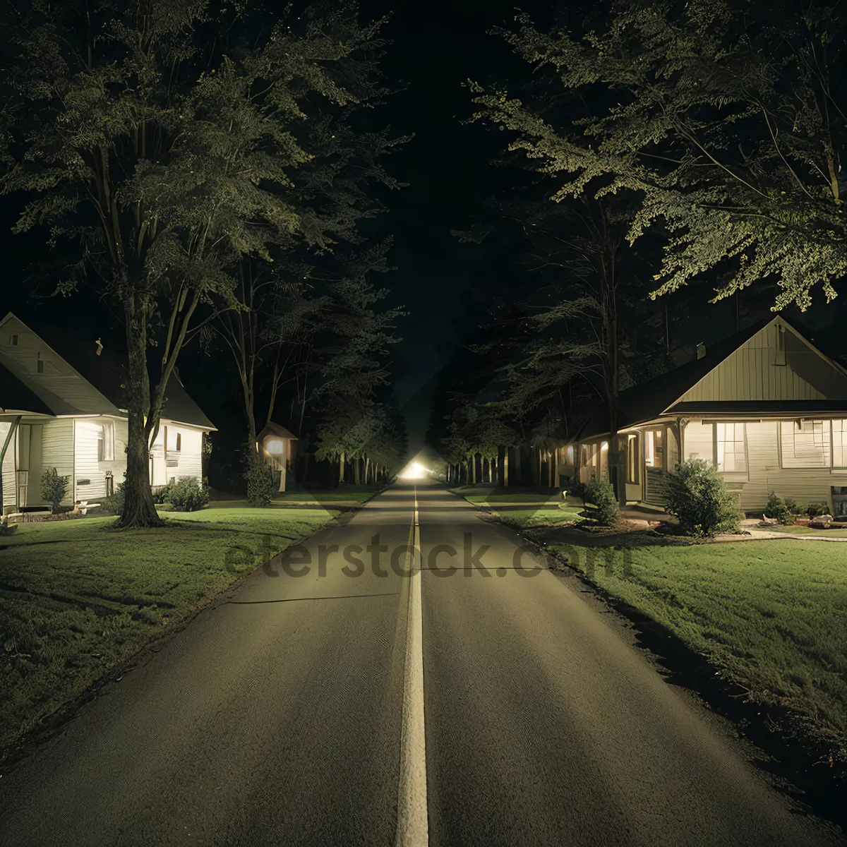 Picture of Serene Rural Skyline with Tree-lined Road