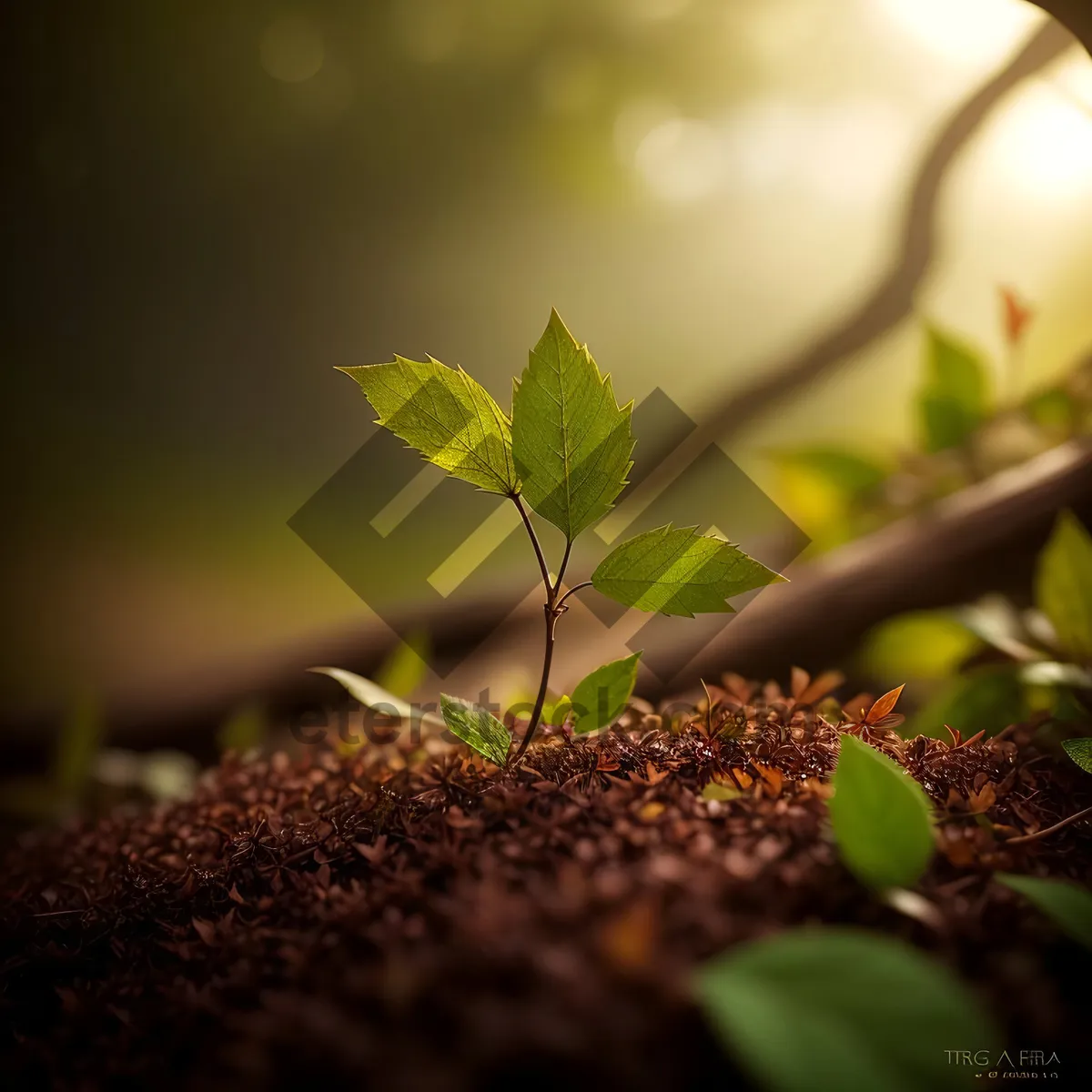 Picture of Fresh Spring Growth: Holly Tree Seedling in Garden