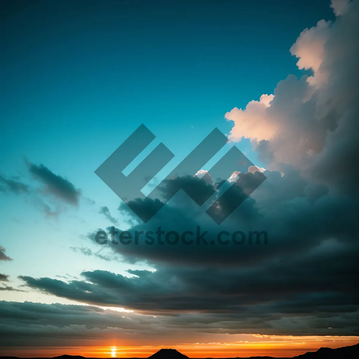 Picture of Golden Sunset over Ocean Horizon
