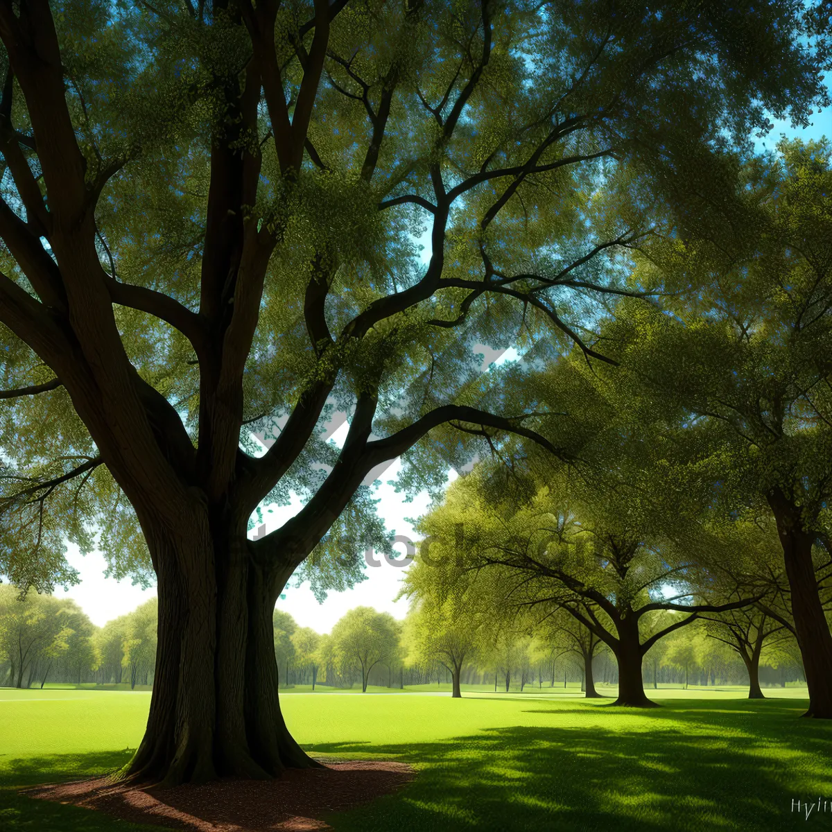 Picture of Golden Oak in Serene Autumn Forest