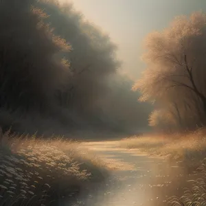 Golden Horizon Over Rural Landscape