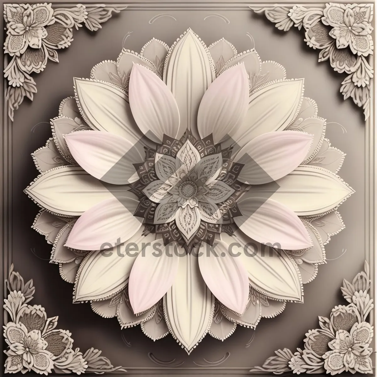 Picture of Vintage Floral Damask Pattern: Retro Elegance with Ornate Swirls