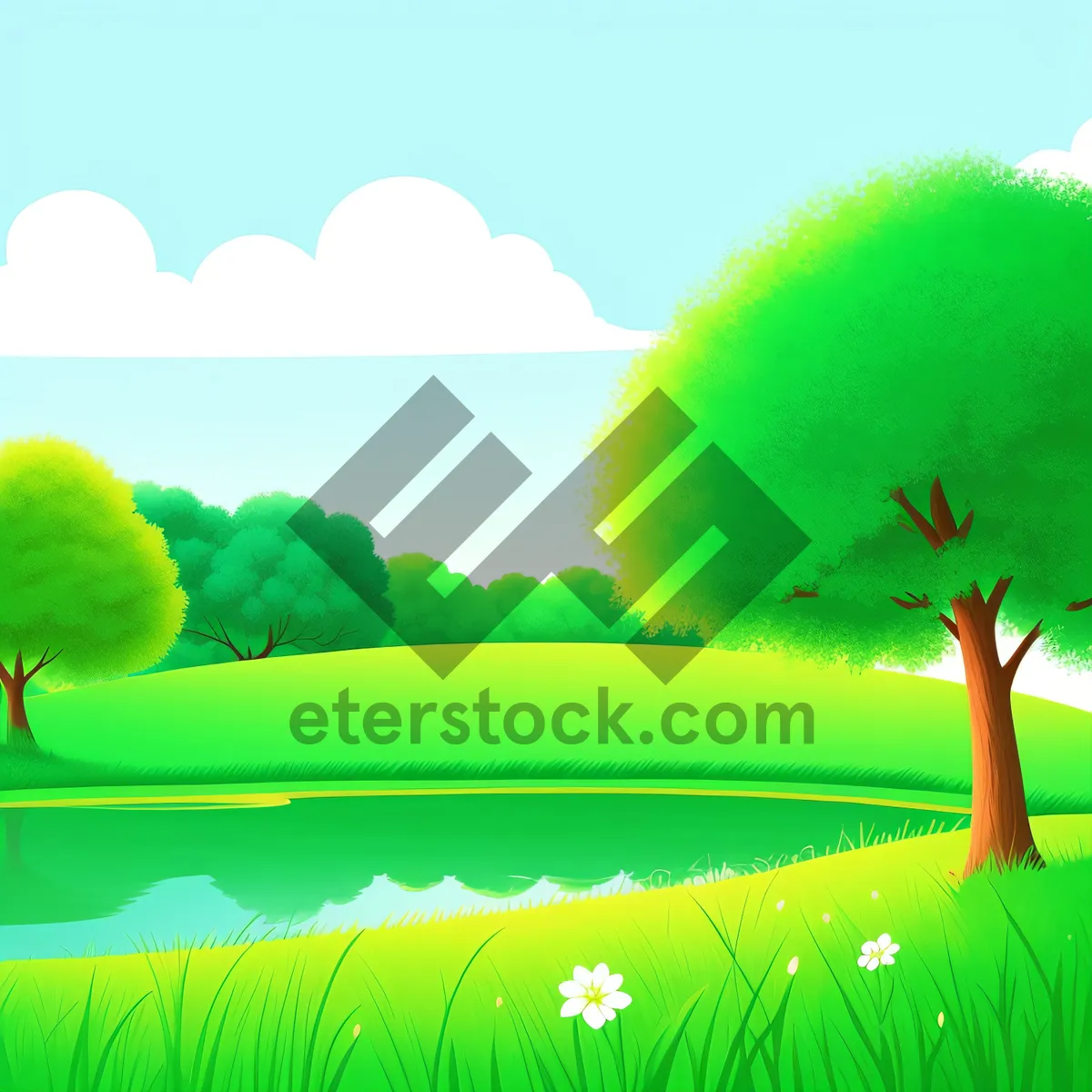 Picture of Vibrant Summer Meadow Under a Clear Sky