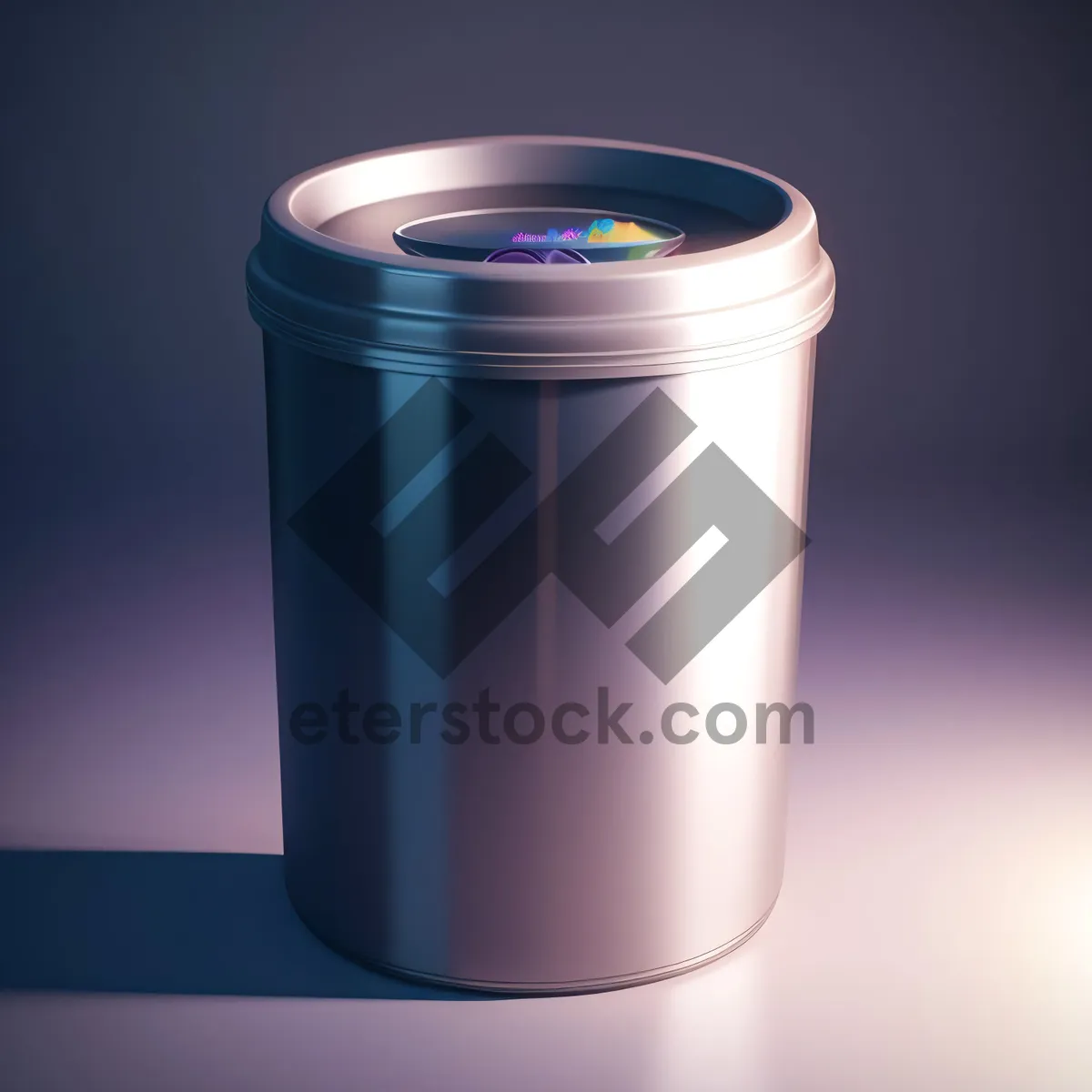 Picture of Empty beverage can and glass with lid and cup