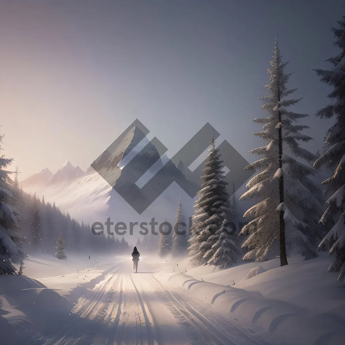 Picture of Snowy Alpine Peaks in Winter Landscape