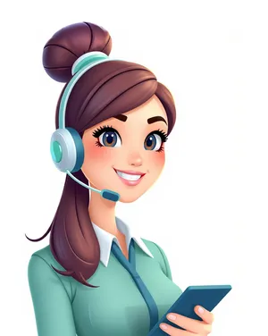 Cartoon Child with Headset Clip Art