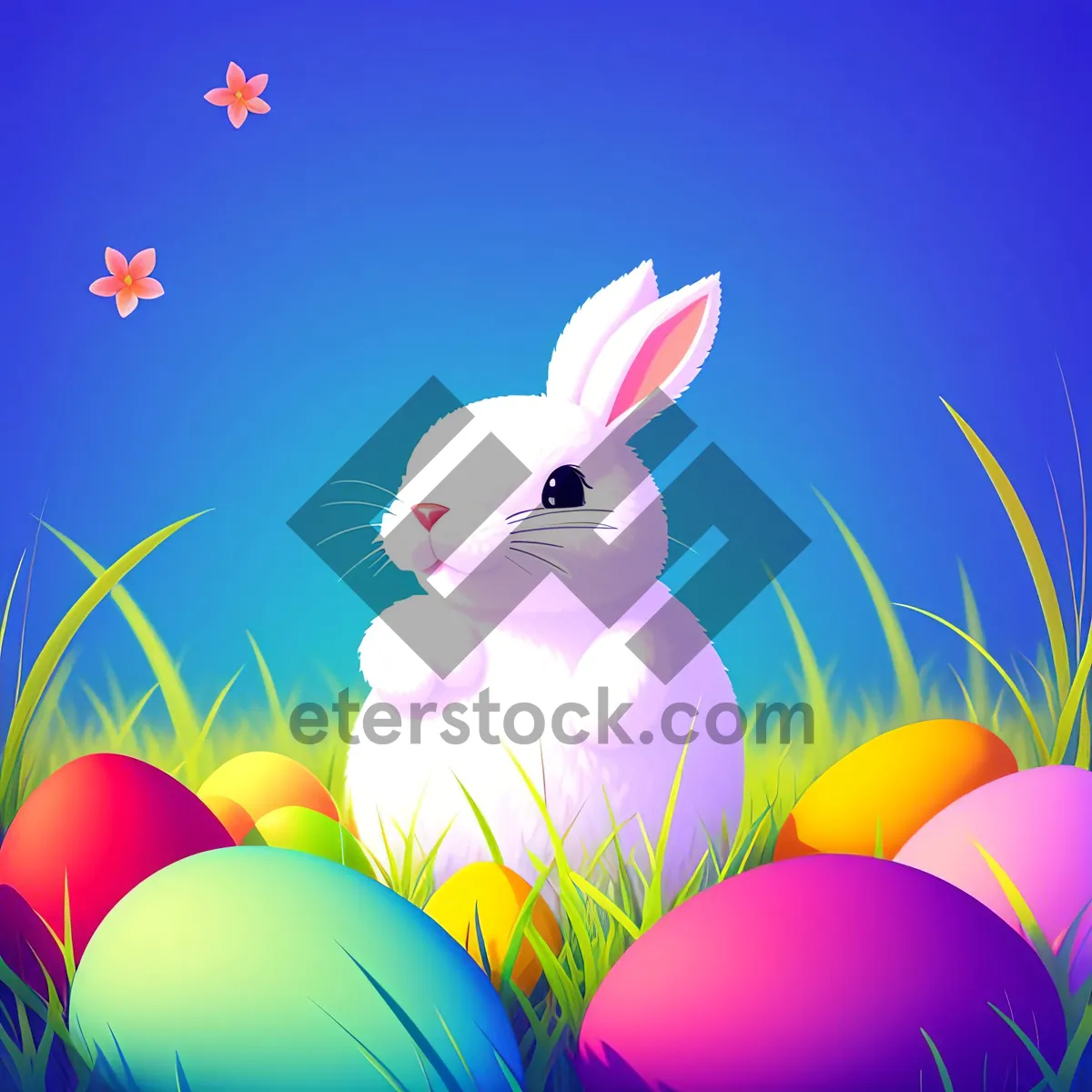 Picture of Cute Happy Bunny Cartoon Art for Holiday Celebration