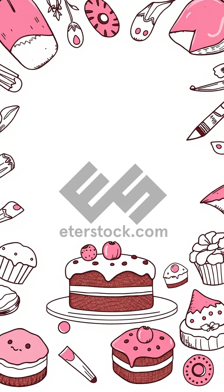 Picture of Floral pink cartoon graphic art design element