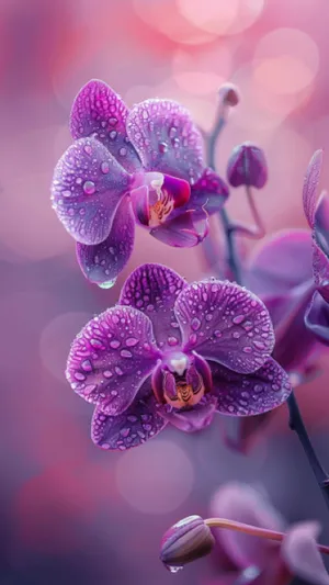 Spring lilac orchid blossom bouquet in pink and purple