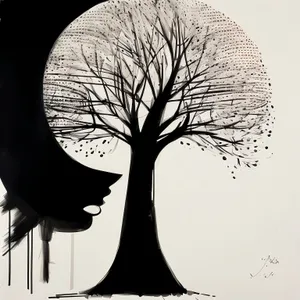 Floral Tree Silhouette - Decorative Graphic Design