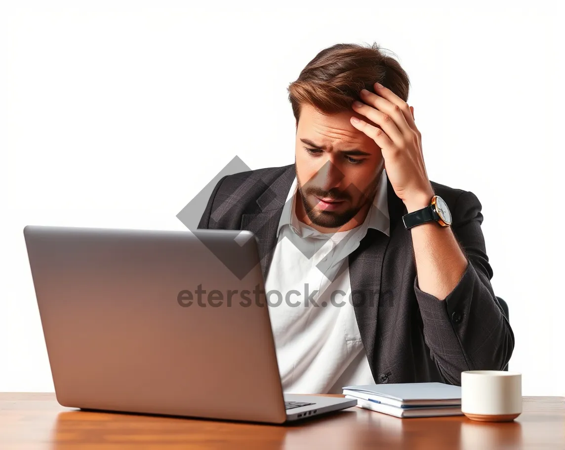 Picture of Professional businesswoman working happily on laptop in office.