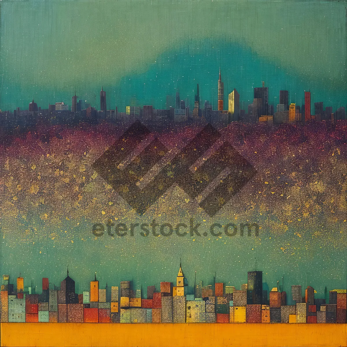 Picture of Cityscape at Sunset with Iconic Skyscrapers