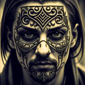 Enigmatic Masked Facial Art: Eyes of Intrigue in Stylish Black
