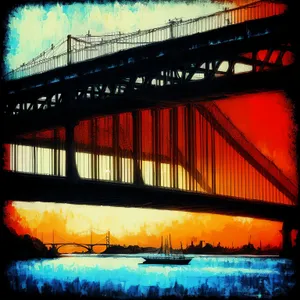 Cityscape Sunset Reflections on Bay Bridge