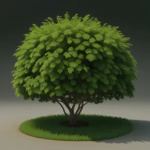 Summer Growth: Evergreen Bonsai Branch in Natural Environment