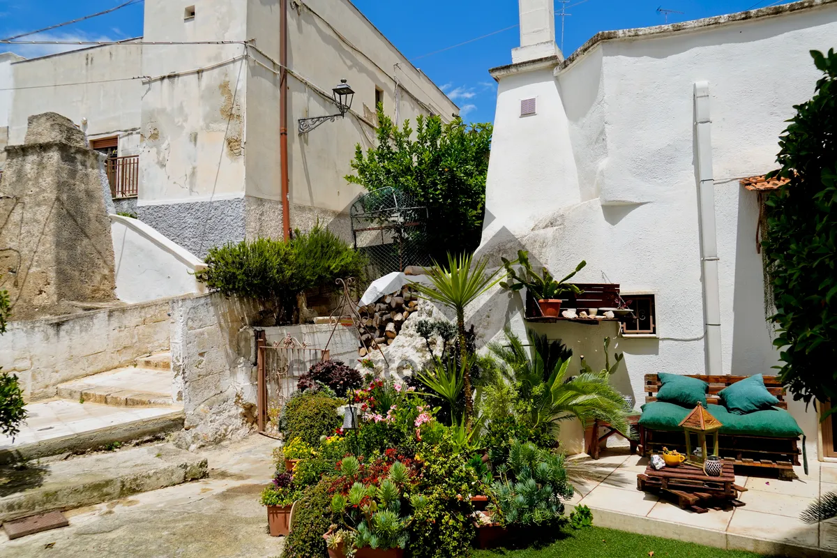 Picture of Old Church Tower in Garden Landscape Sky View.