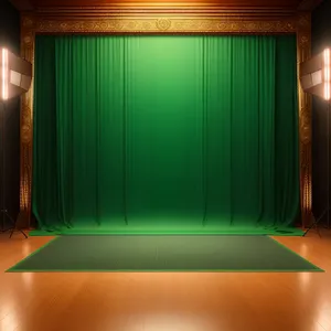 Dramatic Stage Curtain with Graphic Design