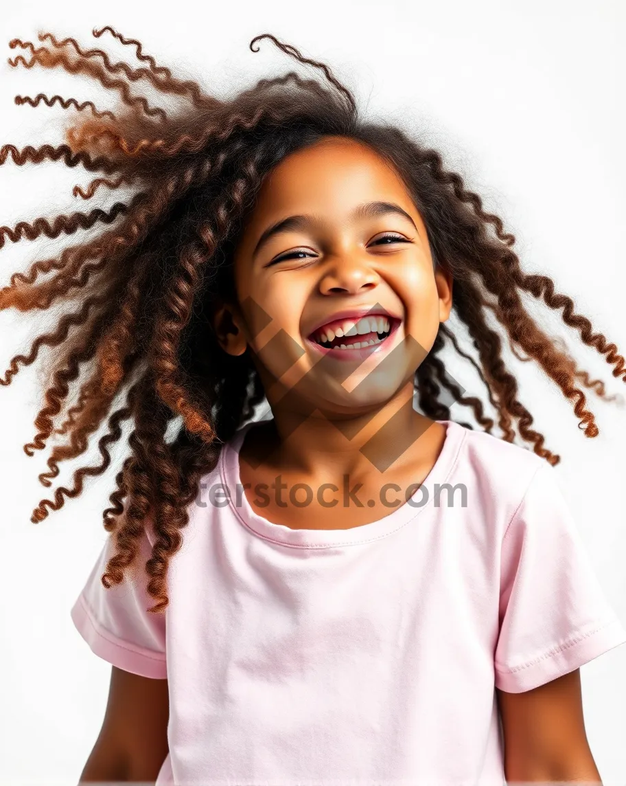 Picture of Adorable brunette model with gorgeous smile and braided hair