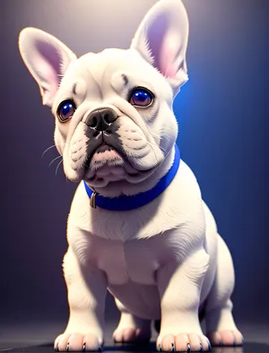 Cute Bulldog Puppy with Wrinkles and Funny Ears