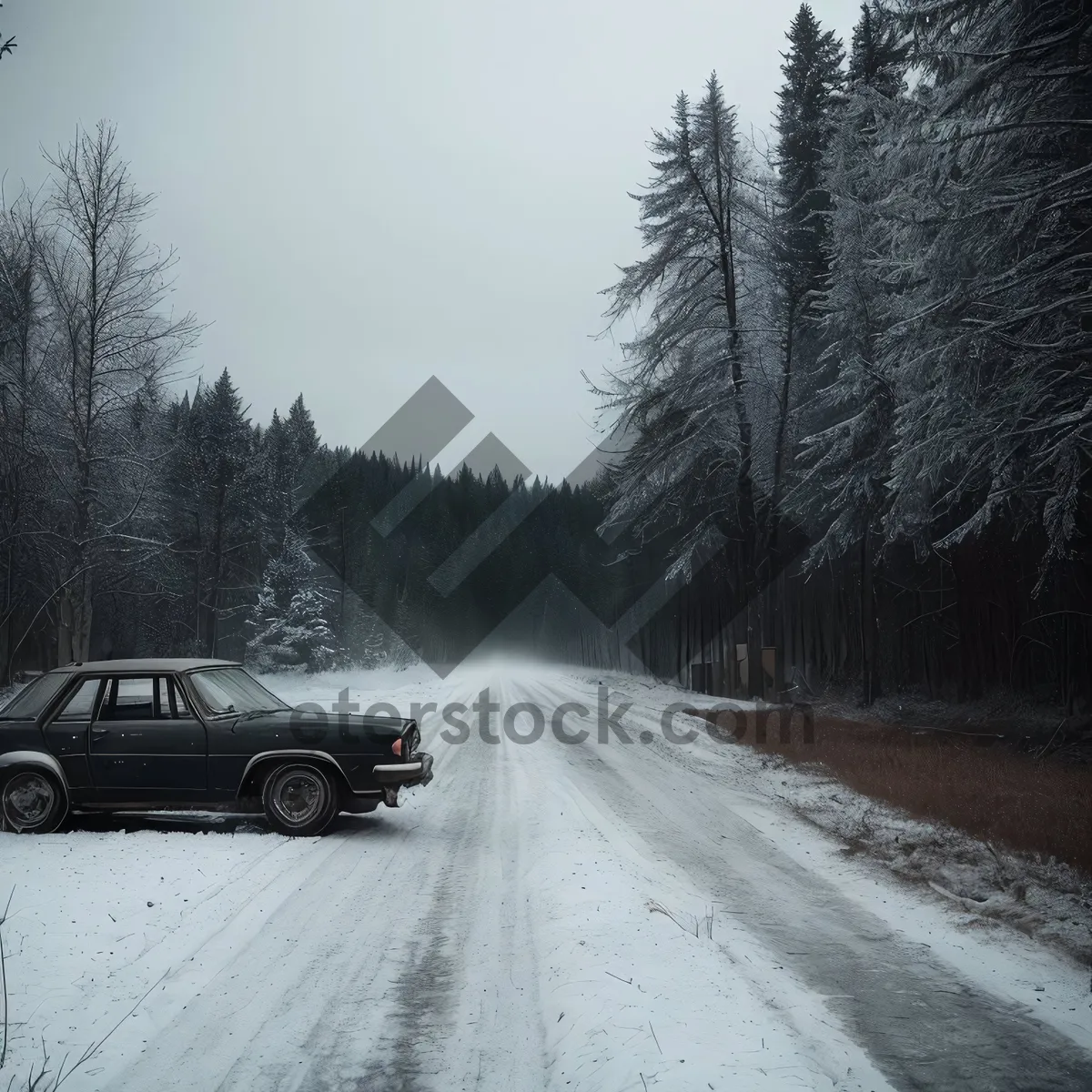 Picture of Winter Wonderland: Serene Snowy Forest Road