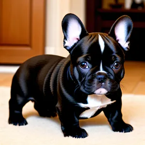 Irresistibly cute Bulldog puppy adorned with charming wrinkles