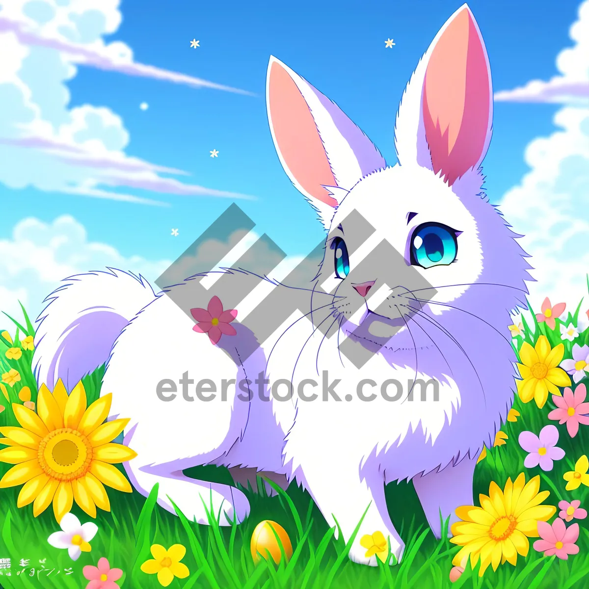 Picture of Happy Bunny Cartoon Art - Cute and Playful Graphic Drawing