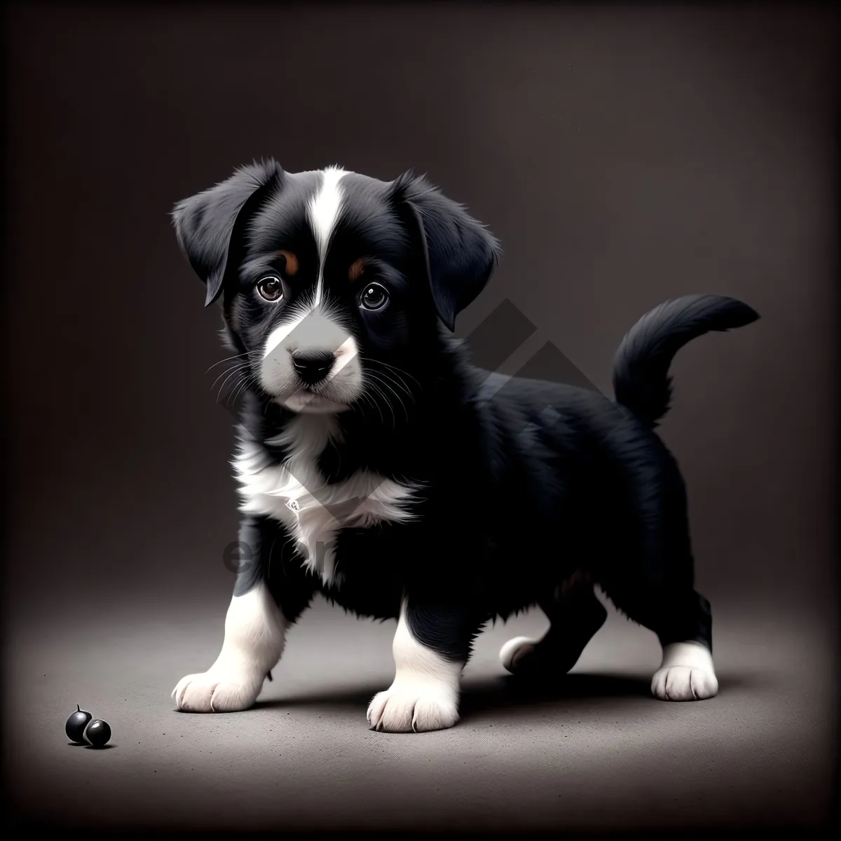 Picture of Playful Puppy on Black Pool Table