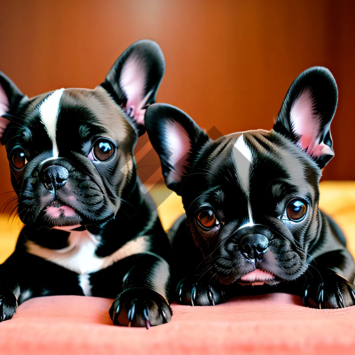 Picture of A delightfully cute Bulldog puppy featuring charming wrinkles
