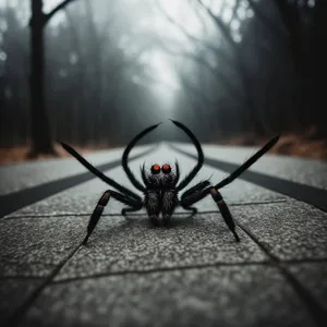 Black Widow Spider Close-Up: Invertebrate Arachnid Wildlife Image