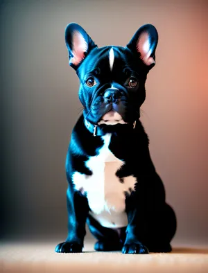 Black Dog with Protective Muzzle Restraint - Portrait