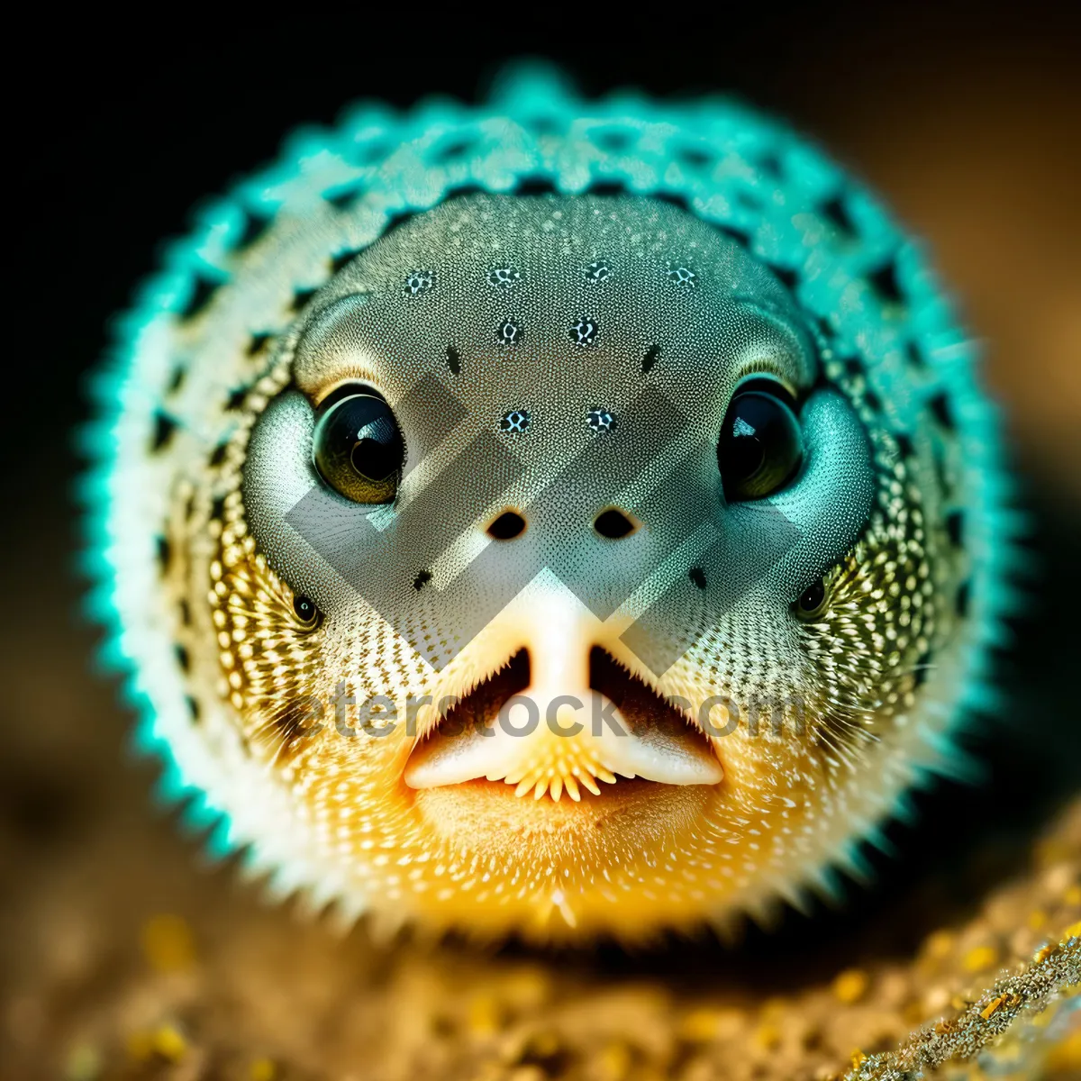 Picture of Mystical Fish-Faced Chameleon Surrounded by Eels