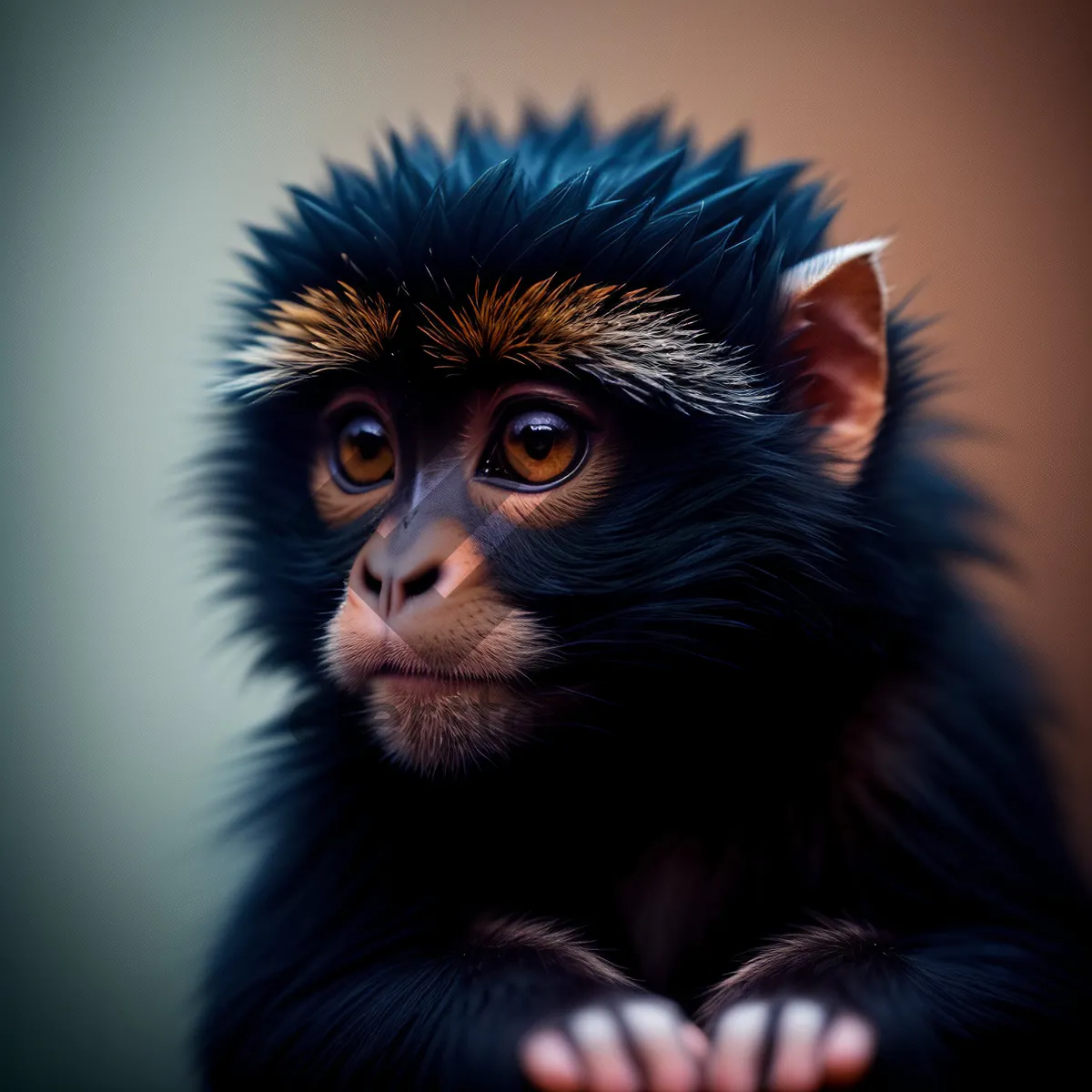 Picture of Cute Primate Portrait: Wild Monkey with Fluffy Fur