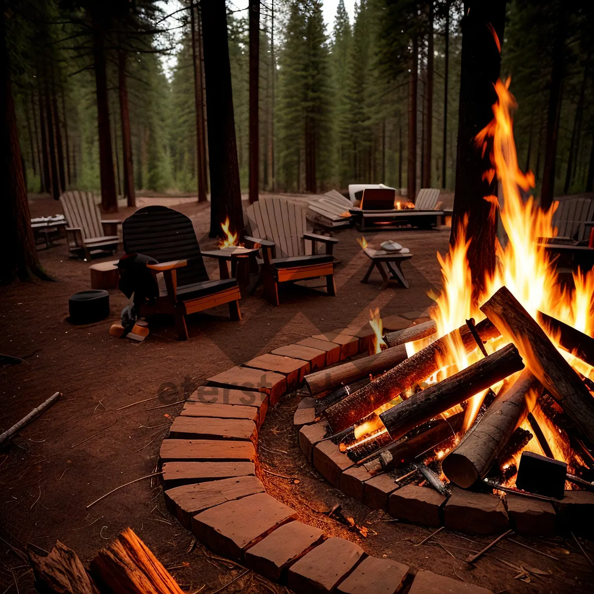 Picture of Nighttime Park Barbecue with Illuminated Tract