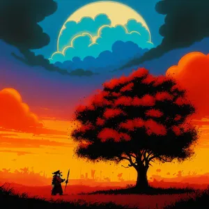 Sunset Silhouette amidst Cloudy Sky