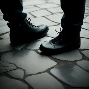 Classic Black Leather Boots with Shiny Lace