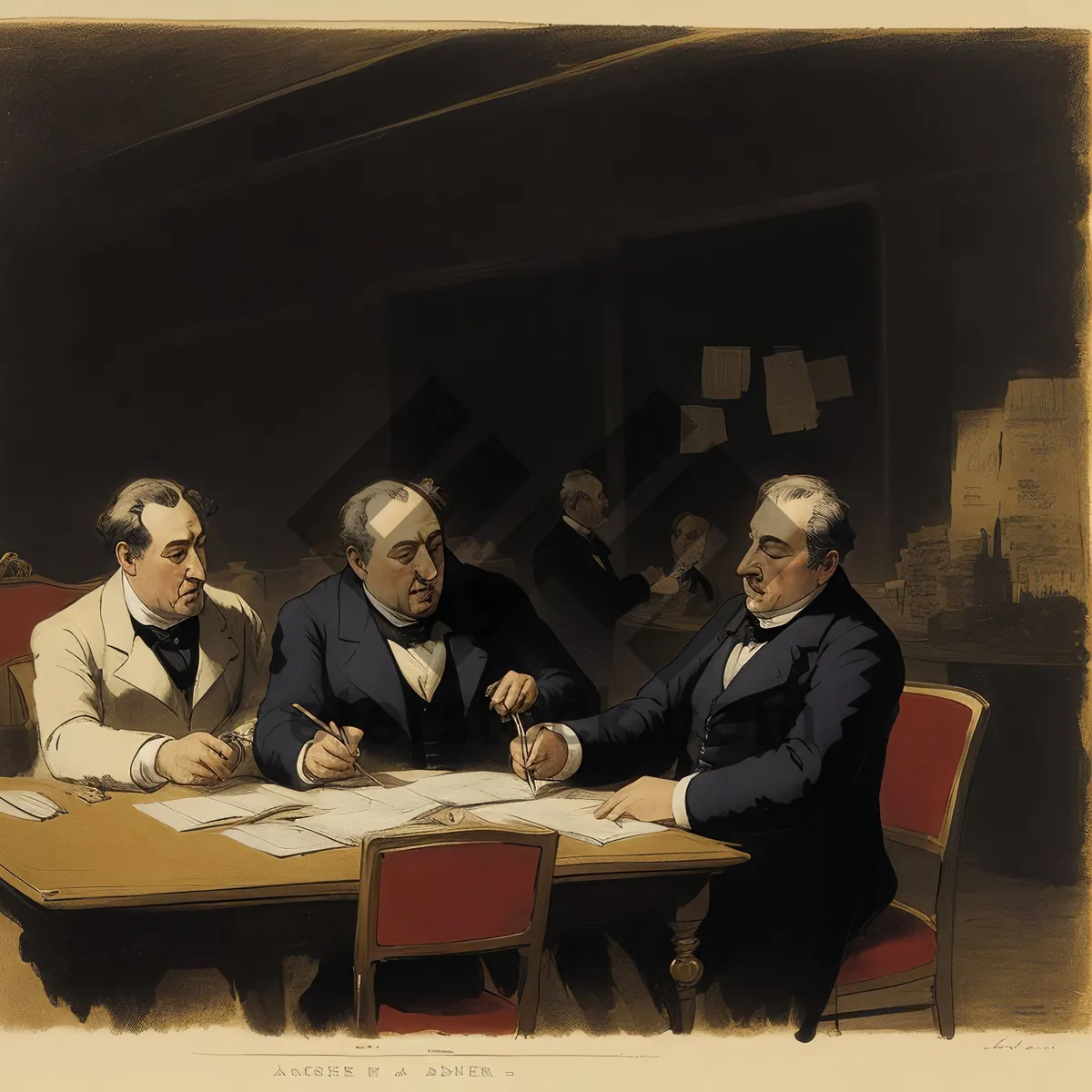 Picture of Corporate team working together in office meeting.