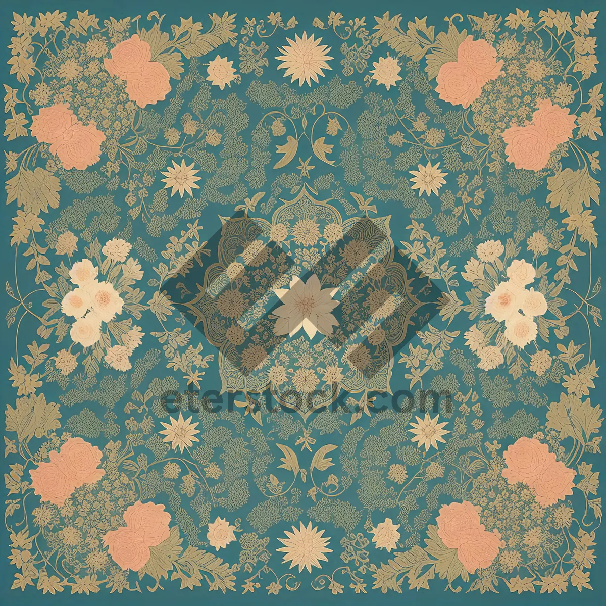 Picture of Vintage Floral Damask Pattern with Baroque Ornament