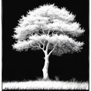 Dandelion Herb in Bloom against Sky with Tree