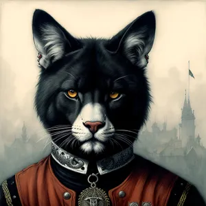 Fluffy Black Kitty with Cute Masked Face