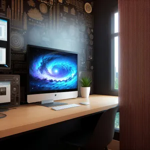 Modern desktop computer with digital display