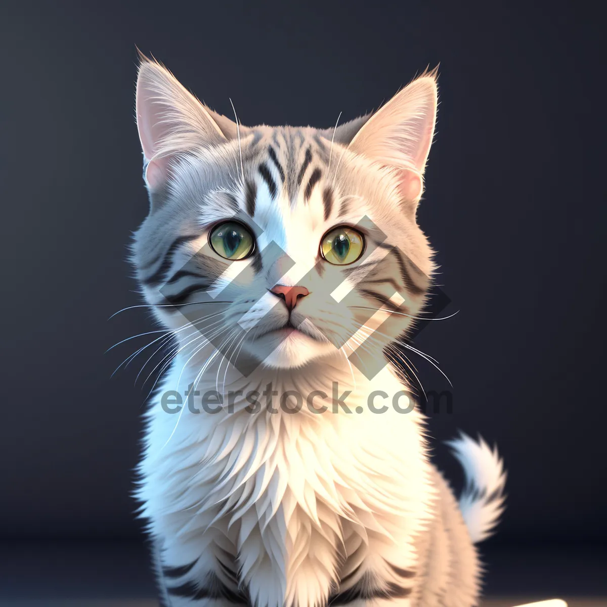 Picture of Fluffy Gray Kitten with Playful Whiskers