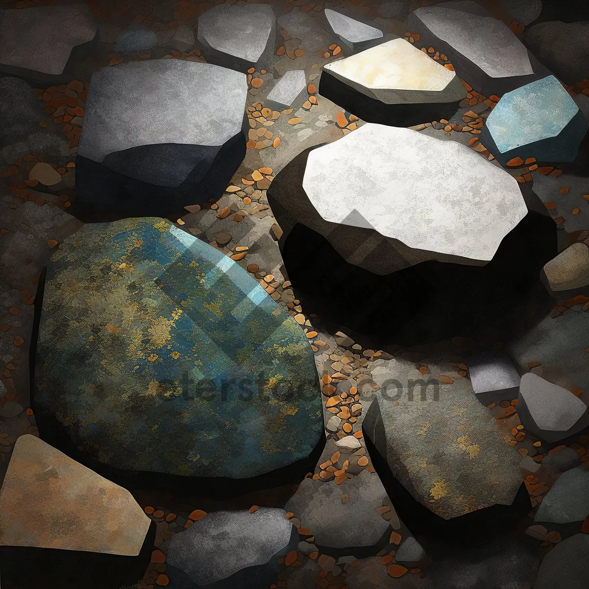 Picture of Stacked pebbles texture pattern with horseshoe crab