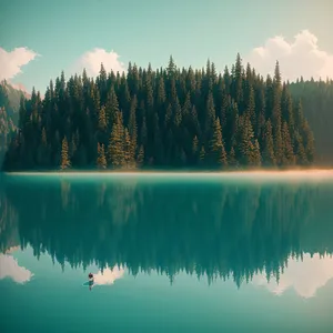 Serene Reflections: Captivating Lake in Autumn Wilderness
